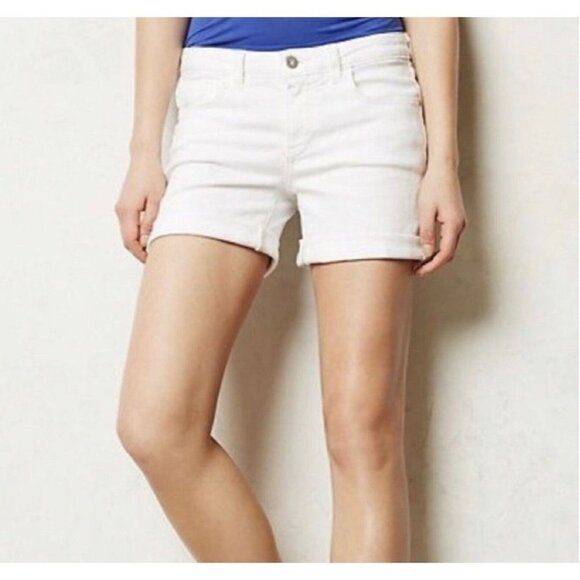 Anthropologie Pilcro and the Letterpress Stet White Denim Shorts Sz 28 Stretch - Picture 1 of 7